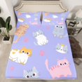 thumbnail image 2 of Cat Bed Sheets Full Size,Cute Cats Sheet Set Kawaii Room Decor,Cartoon Pet Animal Paw Print Bedding Lovely Kitten Soft Fitted Sheet Purple Flat Sheet + 2 Pillow Cases, 2 of 6