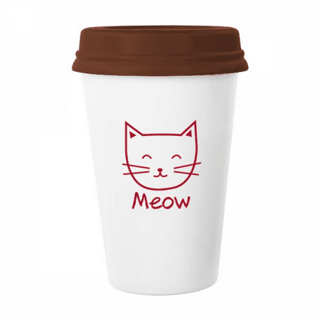 

Cat Mewing Cartoon Protect Animal Mug Coffee Drinking Glass Pottery Cerac Cup Lid