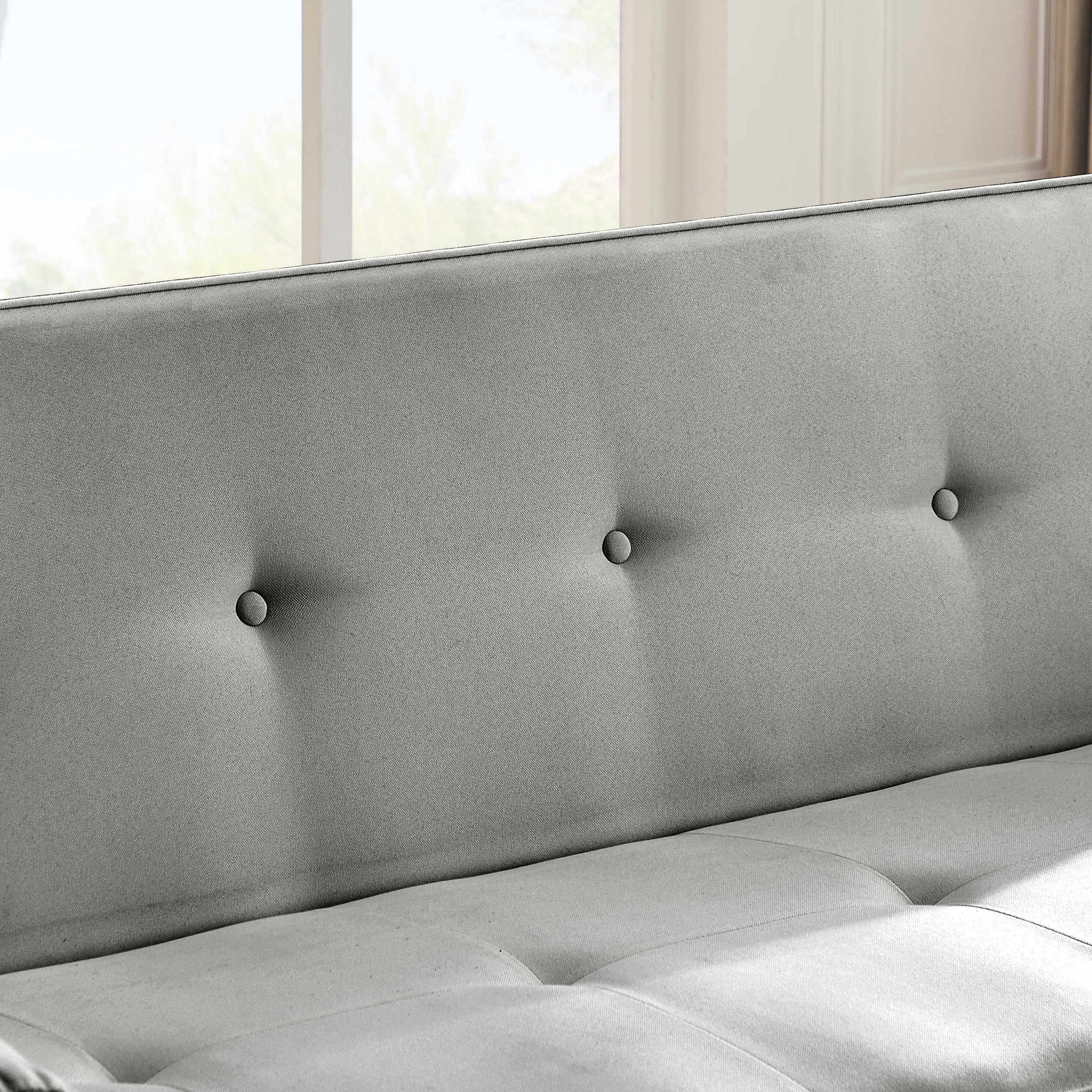 74" Futon Sofa Bed,Upholstered Folding Futon Fabric Couch,Recliner Twin Size Futon Bed Removable Armrests,Modern Sofa for Compact Living Space,Apartment,Light Gray