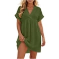 thumbnail image 4 of XuJwPNcy Womens Summer Dresses V Neck Short Sleeve Tshirt Dress Flowy Knee Length Beach Dresses Travel Vacation Outfits, 4 of 7
