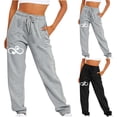 thumbnail image 3 of WREESH Womens Sweatpants Fashion Dogs Printed Fitness Sport Relaxed Loose Printing Elastic Waist Long Sweatpants Gray, 3 of 4