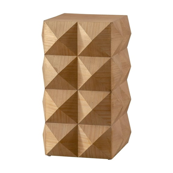 23.62" Modern Boho Side Table, Wooden Three-Dimensional Relief Coffee Table for Apartment bedrooms and Offices Natural