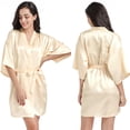 thumbnail image 2 of LYMAYTER‌ Women Bridesmaid Robes Satin Silk Sleepwear Wedding Party Lounge Robe Elegant Soft‌ S-3XL, 2 of 8