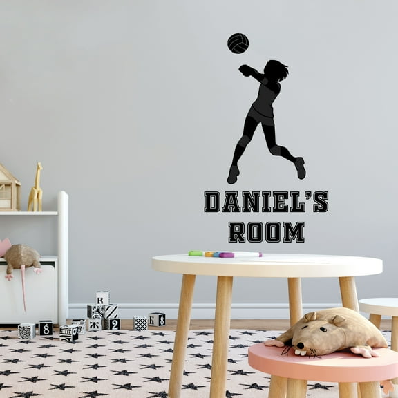 Sports Personalized Wall Decals for Girls Bedroom - Girl Volleyball Player on White Background Player DIY & Creativity Custom Name Wall Sticker - Size: 6 In x 10 In