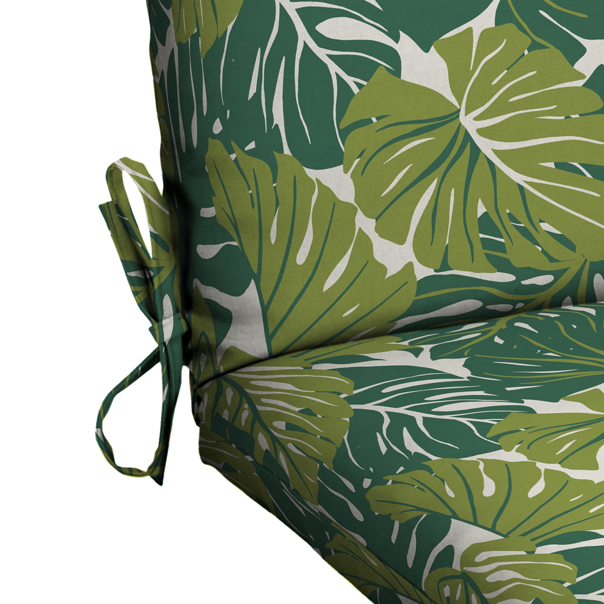 Mainstays 37"L x 19.5"W Green Leaf 1 Piece Rectangle Outdoor Chair Cushion