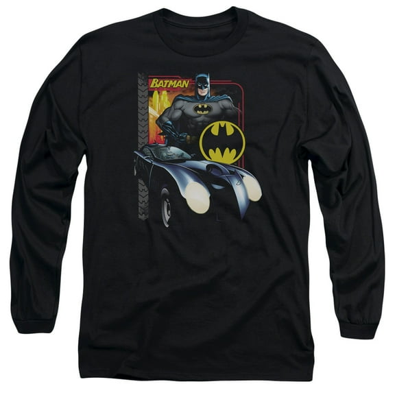 Batman Bat Racing Long Sleeve T-Shirt Adult 18/1 Black
