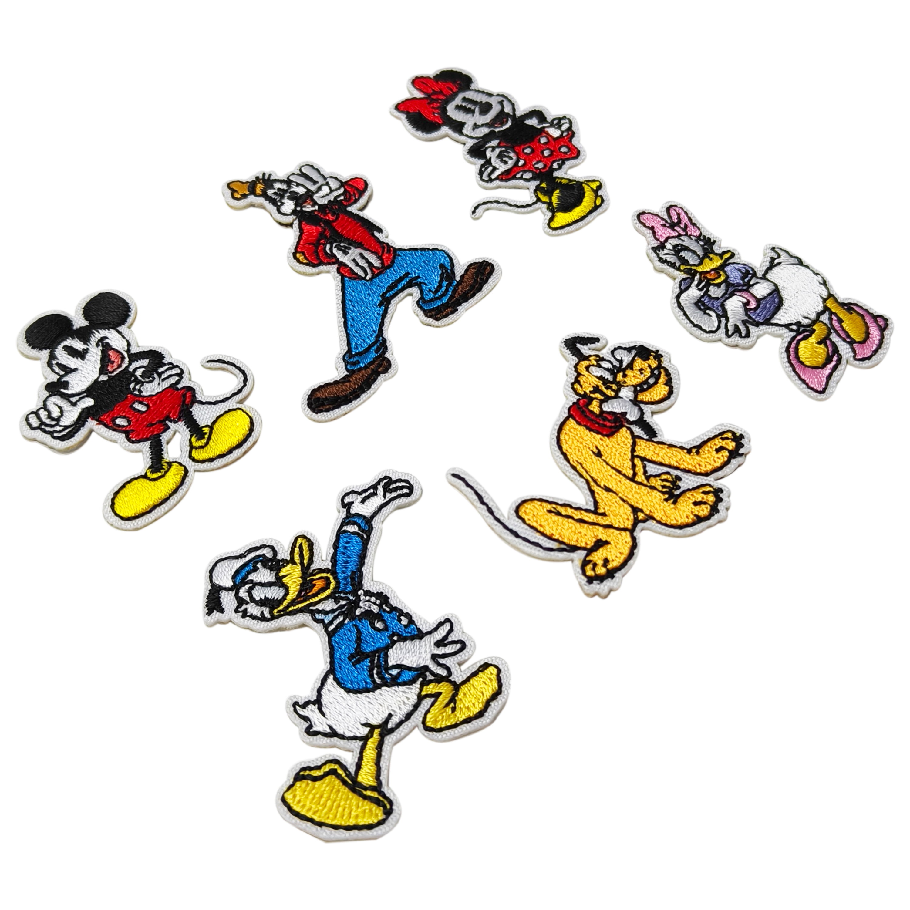6PK Disney (Mickey Mouse, Minnie Mouse, Donald Duck, Daisy Duck, Goofy, Pluto) Embroidered Iron-On Applique Patches