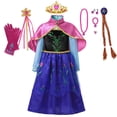 thumbnail image 2 of Disney-disfraz de Frozen 2 para niñas, vestido de princesa azul de manga larga para cumpleaños, Carnaval, Cosplay para niños, ropa de reina de la nieve Anna Fivean unisex, 2 of 2
