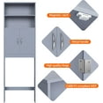 thumbnail image 6 of YYEAN Over The Toilet Storage, Taller Bathroom Organizer Space-Saving Storage Cabinet with Adjustable Shelves and Double Doors, 77 in H, Grey, 6 of 10