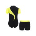 thumbnail image 2 of RUNQHUI Kids Boys Gymnastics Dance Performance Outfit Color Block Ballet Leotard with Shorts Set Fluorescent Yellow 10, 2 of 7