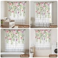 thumbnail image 5 of Colorful Flowers Semi Sheer Curtains Drapes for Living Room,Bedroom,French Doors Window 45 Inches Long,Spring Floral Leaves Botanical Gray Plaid Rod Pocket Chiffon Curtain Voile Drapery Panel, 5 of 8