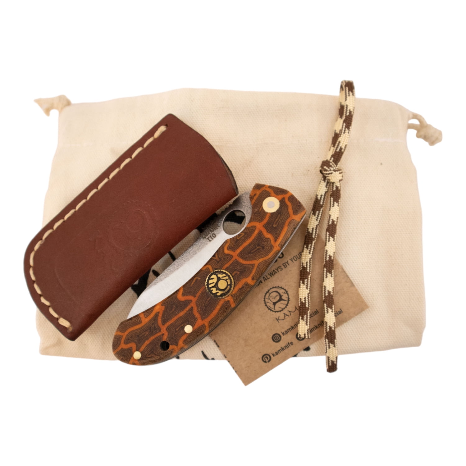 Kam Knife - Folding Knife Stainless Steel D2 with 3.14" Blade EDC Knife; White Handle Camping Knife; Small Hunting Knife Perfect for Outdoors and Hiking
