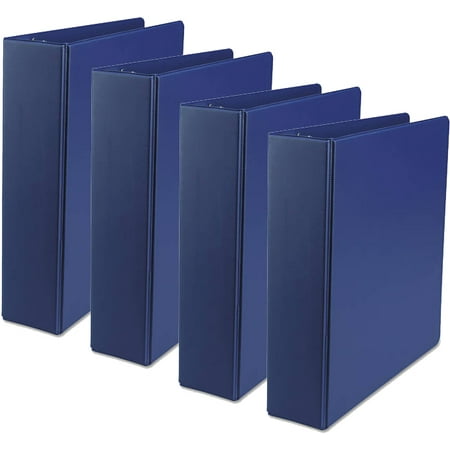 2' Capacity Blue Ring Binders (4 Pack) Universal Economy Non-View Round Ring Binder, 2