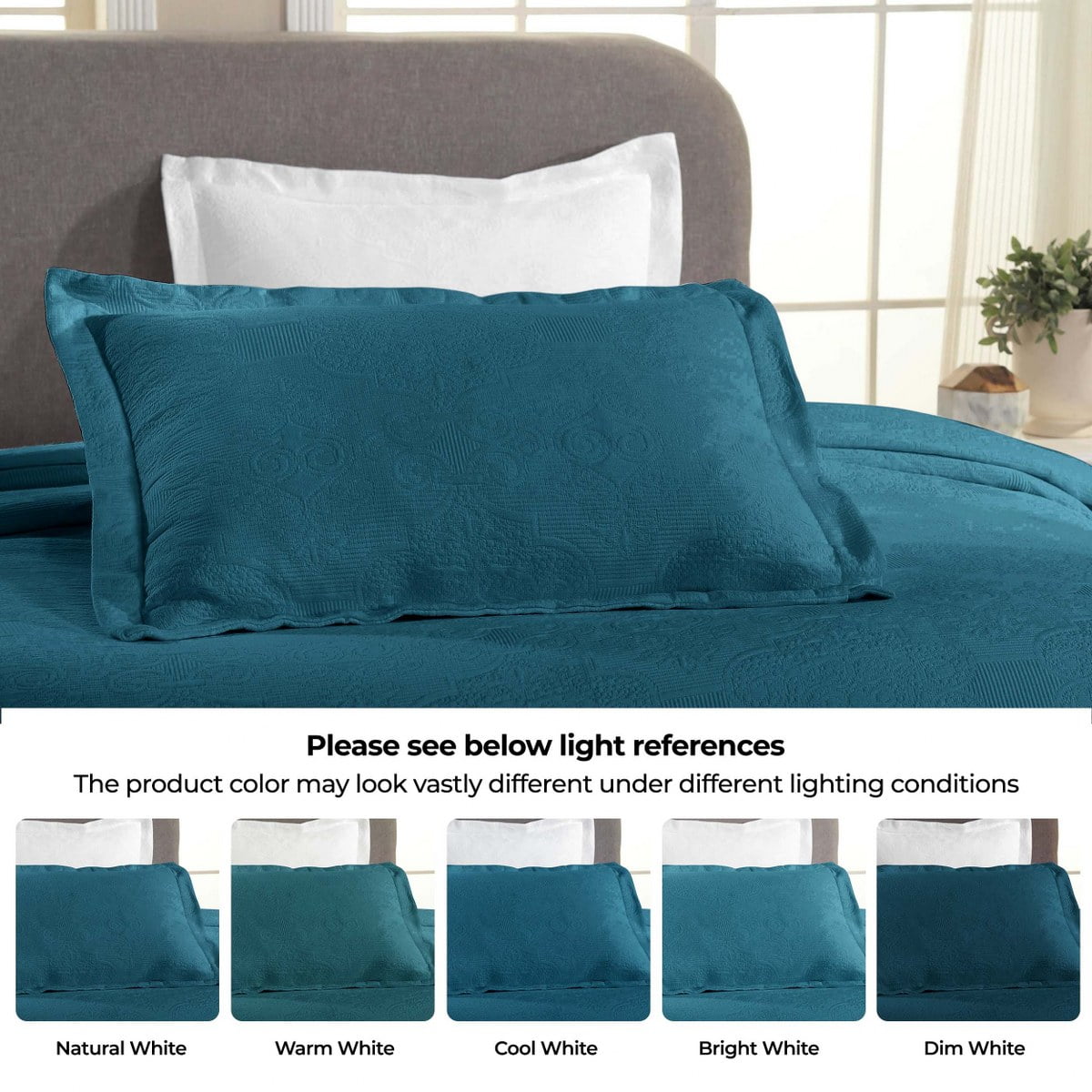 Superior 3-Piece Florin Cotton Matelasse Deep Sea Bedspread Set, Full