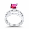 thumbnail image 4 of Two Piece Asscher Cut Bridal Set Ring Ruby CZ 925 Sterling Silver Size 12, 4 of 4