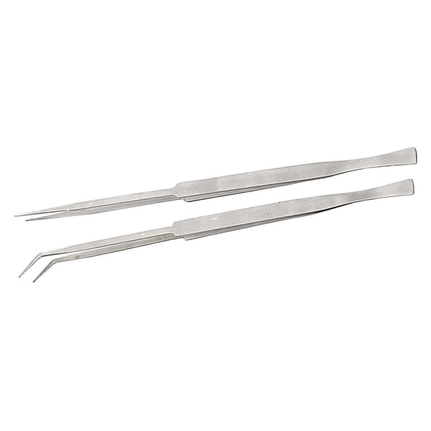 Jewel Tool Juego de 2 piezas de pinzas de 12" con puntas puntiagudas | Conjunto recto y en ángulo | Ideal para alcance extralargo