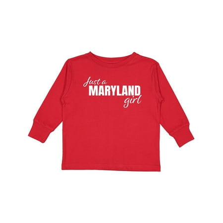 

Inktastic Just a Maryland Girl Born and Raised Girls Long Sleeve Toddler T-Shirt