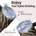 thumbnail image 4 of Leopard 20oz Stainless Steel Tumbler with Handle and Straw – Insulated Travel Cup with Sliding Lid, 360° Full Wrap Printed Mug for Home, Outdoor & Sports Use, 4 of 6