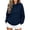 Navy, variant on Full Zip Hoodie Sweatshirts for Women,Oversized Long Sleeve Drop Shoulder Casual Sweatshirt with Drawstring Hooded,Vacation Travel Outfit