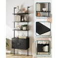 thumbnail image 4 of 73" Tall Bookshelf with Cabinet, Industrial Ladder Wall Mount Shelf Bookcase with Wood and Metal Frame, Plant Shelf Wall Storage Display for Living Room Bedroom, Black Wood Grain, 4 of 9