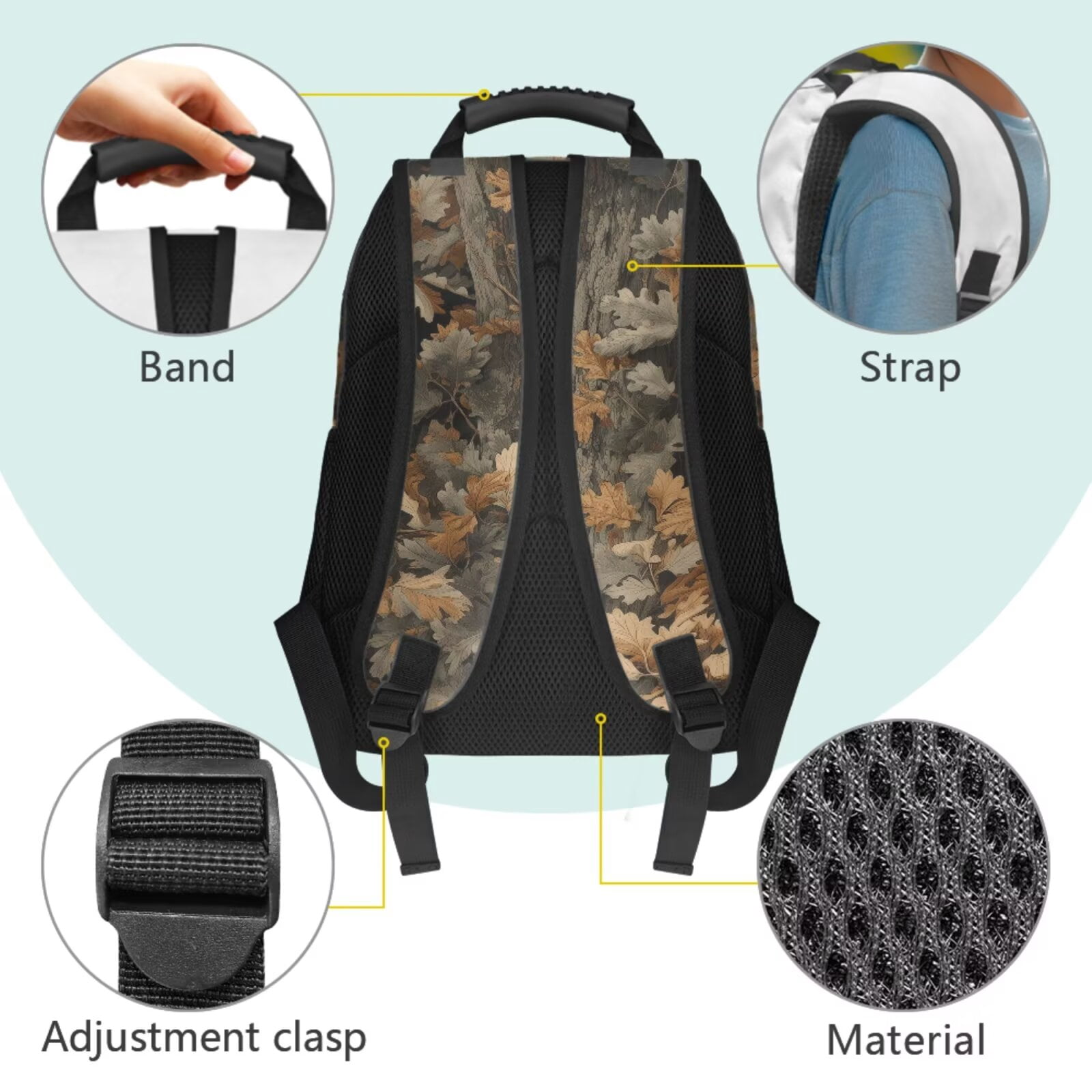 Pzuqiu Camouflage Deer School Backpack for Kids Backpacks Girls Backpack with Lunch Box Pencil Bag 2pcs Bookmark 4 pcs Bookbag for Elementary School Large Travel Back Pack