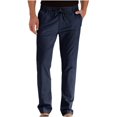 thumbnail image 1 of JUNWELL Men‘s Business Casual Pants Drawstring Straight Elastic Trousers Solid Color Loose Pure Cotton Pants, 1 of 7