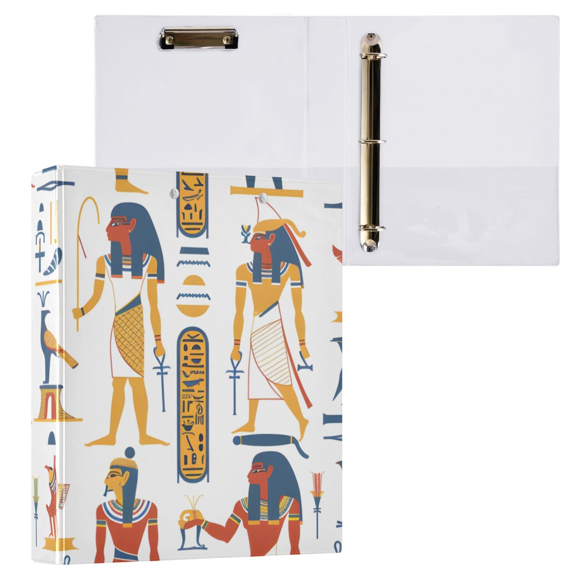 Ancient Egyptian 3 Ring Binders 1.5 inch Hardcover File Folders with Interior Pockets A4 Size Organizer for School Office Hospital