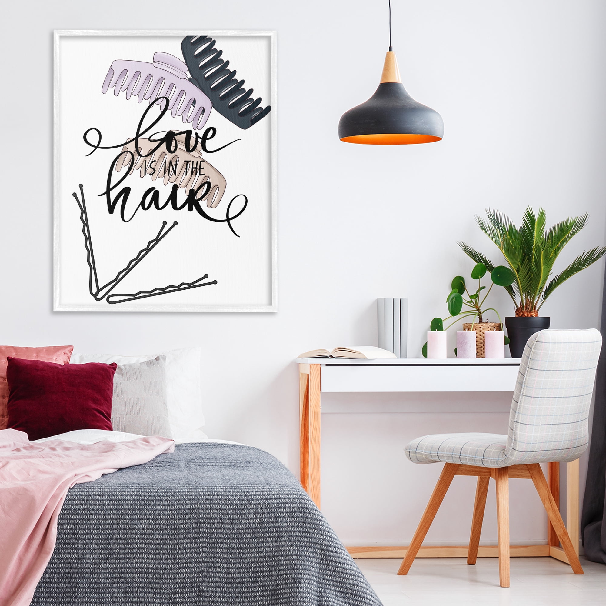Stupell Industries Love Is In The Hair White Framed Giclee Art, design by Jesse Keith