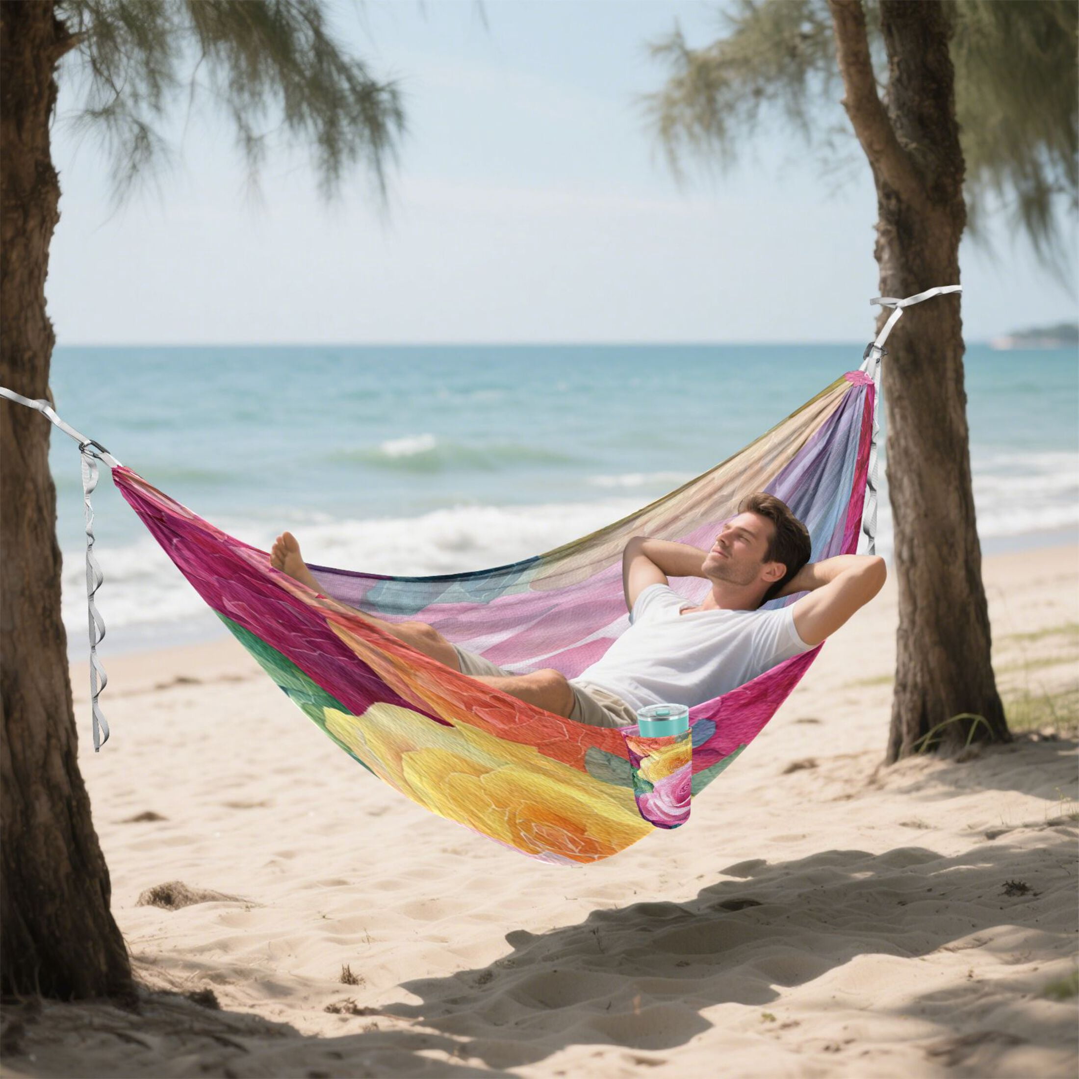 Hammock Camping Hammock Nylon Portable Hammock Travel Camping Hammock Romantic Watercolor Rose Art