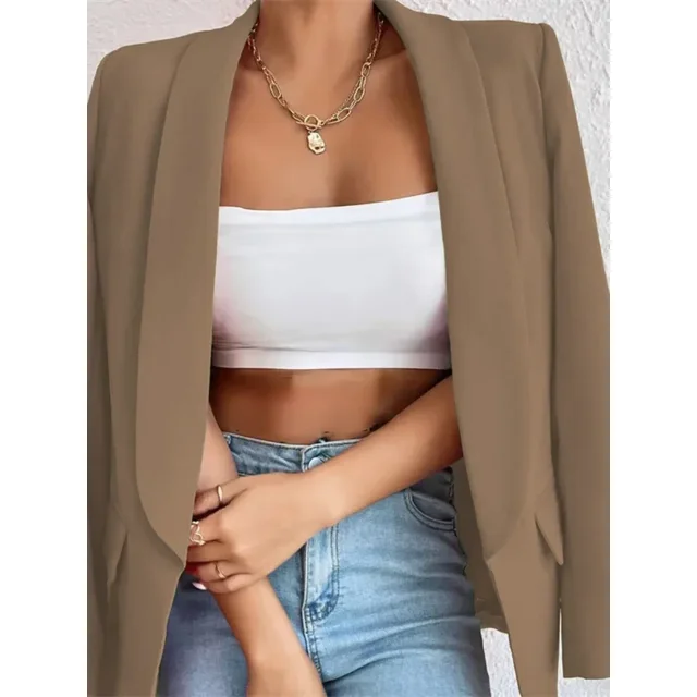 Women's Office Lightweight Loose Fit Solid Color Blazer Notch Collar Long Sleeve