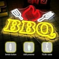 thumbnail image 2 of CADODIS BBQ Neon Sign Fire & Fork Barbecue LED Light Design for Restaurant Pub Party Man Cave Wall Decor, 2 of 5