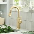 thumbnail image 2 of Empressa Single Handle Gooseneck Bar Faucet with Pull-Down Sprayer, Satin Gold, 2 of 4