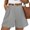 Gray women plus size shorts with pockets a1, variant on Cagogo Women Plus Size High Waisted Shorts with Pockets Button Casual Solid Regular Fit Travel Trousers Summer Loose Beach Lounge Wear, Army Green 2XL