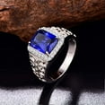 thumbnail image 4 of NUNCAD Men's Created Emerald Rings 925 Sterling Silver Men's Wedding Engagement Rings 8x10mm Sapphire Emerald Cut CZ Bands Ring, 4 of 5