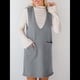 thumbnail image 5 of Vestido Corto de Punto Liso Sin Mangas con Cuello en V y Bolsillos para Mujer Gris Oscuro L, 5 of 10