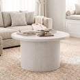 thumbnail image 6 of ROGALIS 31.5" Round Tambour Design Coffee Tables for Living Room, Mid Century Modern Wood Coffee Tablewith Spacious Tabletop, Art Deco Sturdy Circle Coffee Table,Natural White, 6 of 6