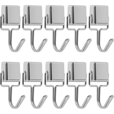 DEXIMRO 10Pcs 180° Swivel Square Magnetic Hooks Heavy Duty Magnet Hanging Hooks Metal Refrigerator Hooks Horizontal 30LBS Vertical 10LBS Strong Neodymium Magnetic Hook for Kitchen Office