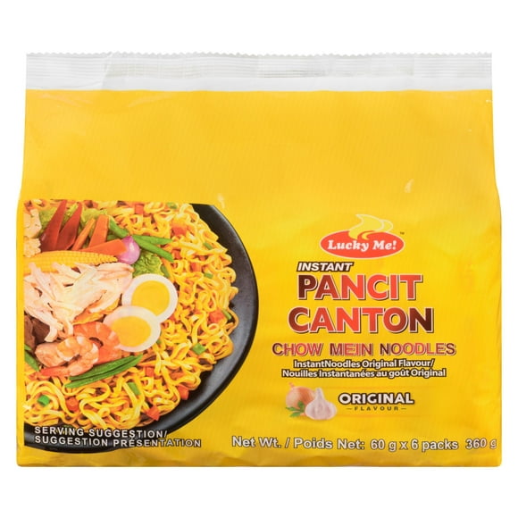 Lucky Me! Instant Pancit Canton Chow Mein Noodles Original Flavour 6 Packs, 6 x 60 g
