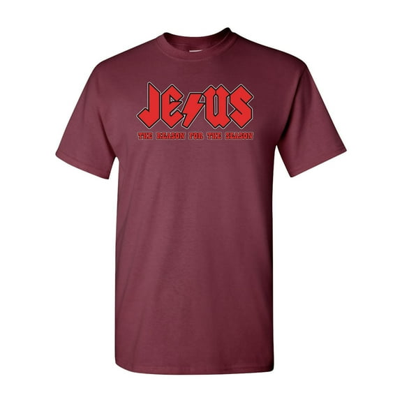Jesus The Reason For The Season Adult DT T-Shirts Tee (XX Large, Maroon)