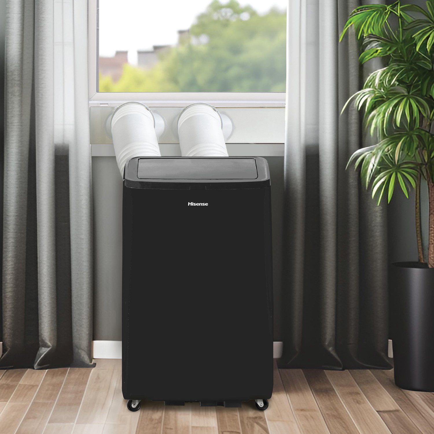 Hisense New 10,000 BTU 450 Sq Ft Smart Wi-Fi Enabled Inverter Portable Air Conditioner, Gray