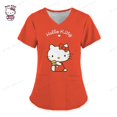 thumbnail image 3 of Camiseta de verano para hospital, camiseta para mujer, camisetas 2023, camisetas para mujer, camisetas con bolsillos, uniforme de enfermera, Hello Kitty, ropa de mujer con cuello en V, 3 of 5