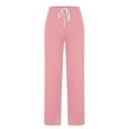 thumbnail image 6 of Roncen Women's Solid Wide Leg Jogger Pants - Sporty Casual Elastic Waist Trousers with Drawstring & Pockets, 6 of 8