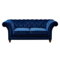 thumbnail image 2 of Crafters and Weavers Craftsman Mission Fabric Sloped Arm Loveseat in Blue, 2 of 6