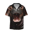 thumbnail image 2 of Lafuoo Playful Baby Hippo Splash Pattern Men's Cuban Collar Short Sleeve Shirt, Button-Down Resort Beach Pocket Shirt-Large, 2 of 3