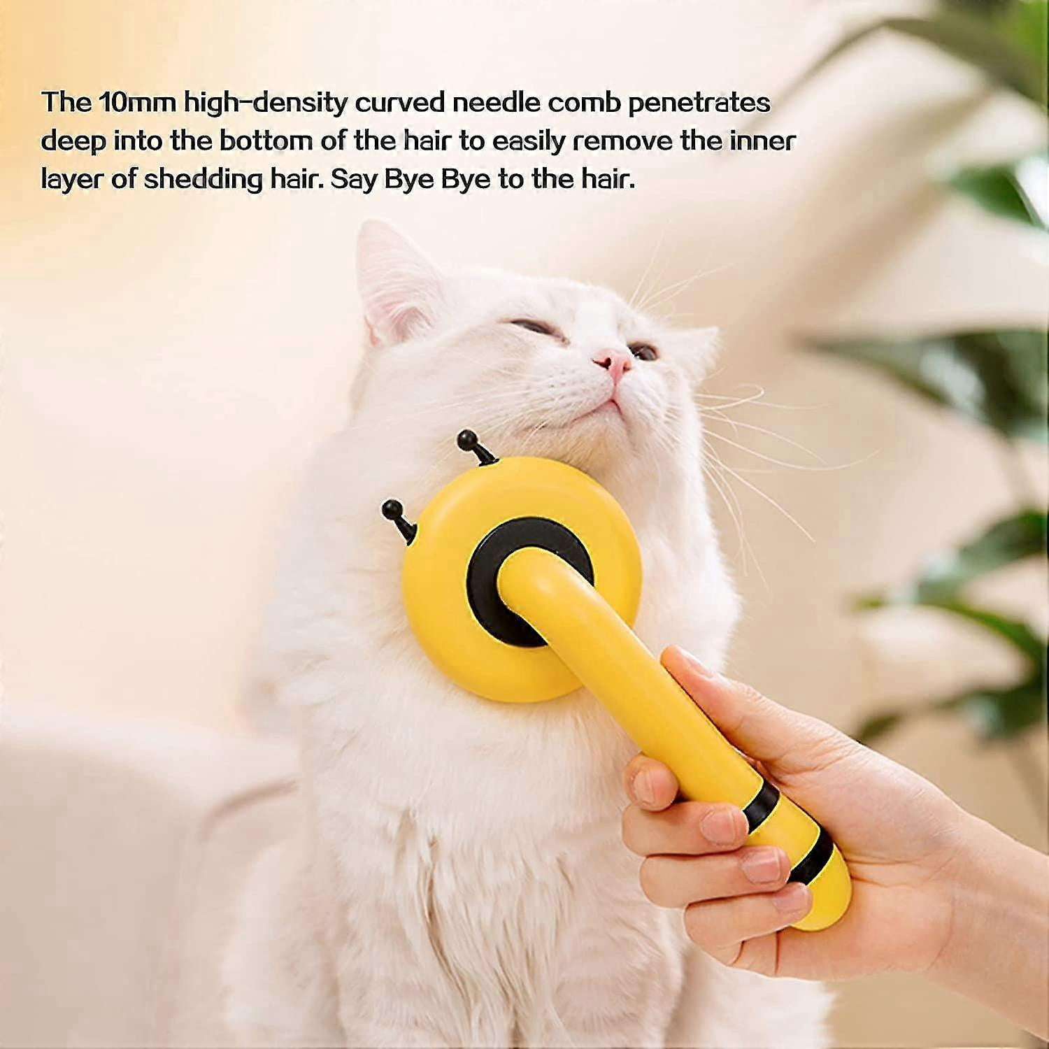 Cat Grooming Brush For Shedding, Bee Shape Self Clean Pet Pin Slicker Brushes, Pet Grooming Comb Tool Removes Loose Undercoat For Short Or Long Haired
