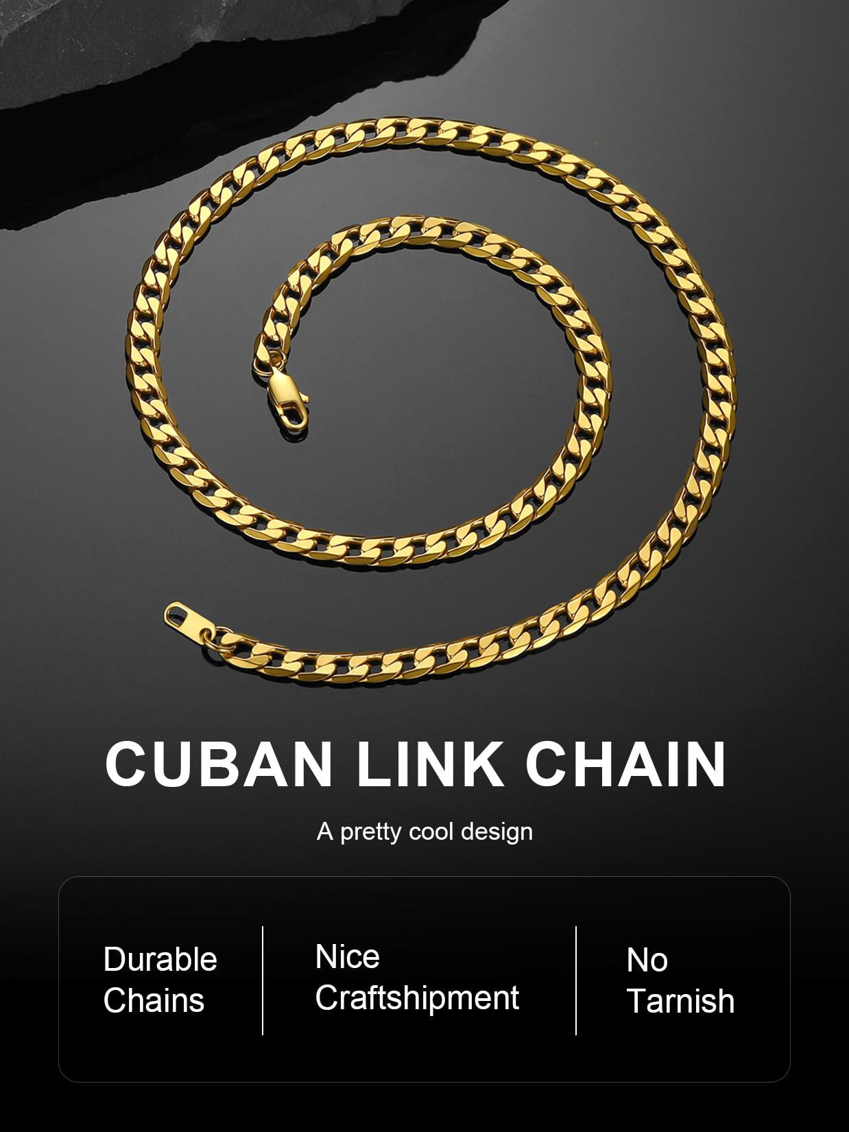 ChainsProMax Mens Curb Chain Necklace 6MM Width 14" Length Hip Hop Jewelry 316L Stainless Steel Gold Plated