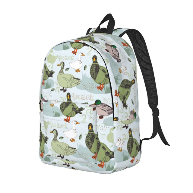 Disketp Mallard Ducks Wild Birds print Canvas Backpack Lightweight Travel Daypack Student Rucksack Laptop Backpack-Small