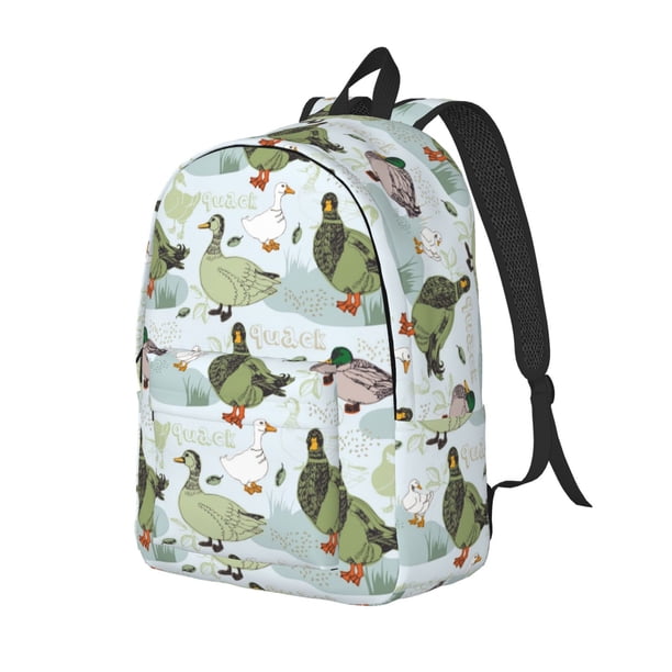 Balery Mallard Ducks Wild Birds Mochila Clásica Impresa Básica para Viaje, Mochila Escolar Resistente al Agua, Mochila de Lona con Correas Ajustables-Medium