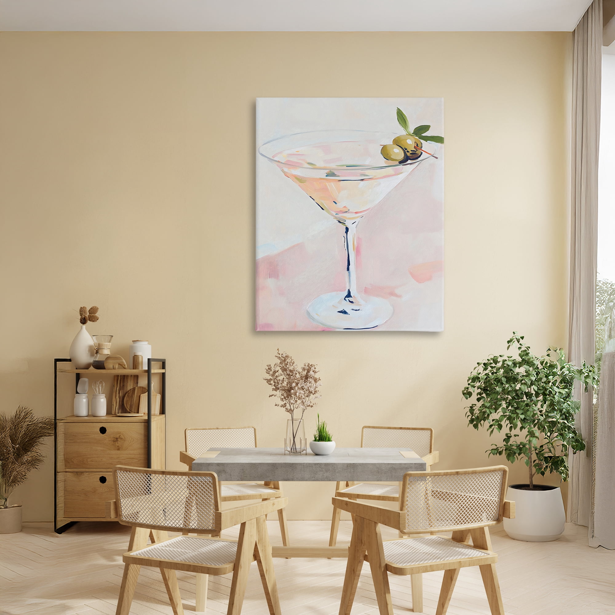 Stupell Industries Pastel Martini with Olive Garnish Canvas Wall Art, design by The Prints Vibe