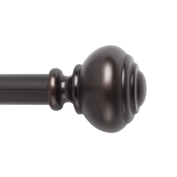SnugSet 1" Bronze Taylor Knob Adjustable Single Curtain Rod, 36"-72"